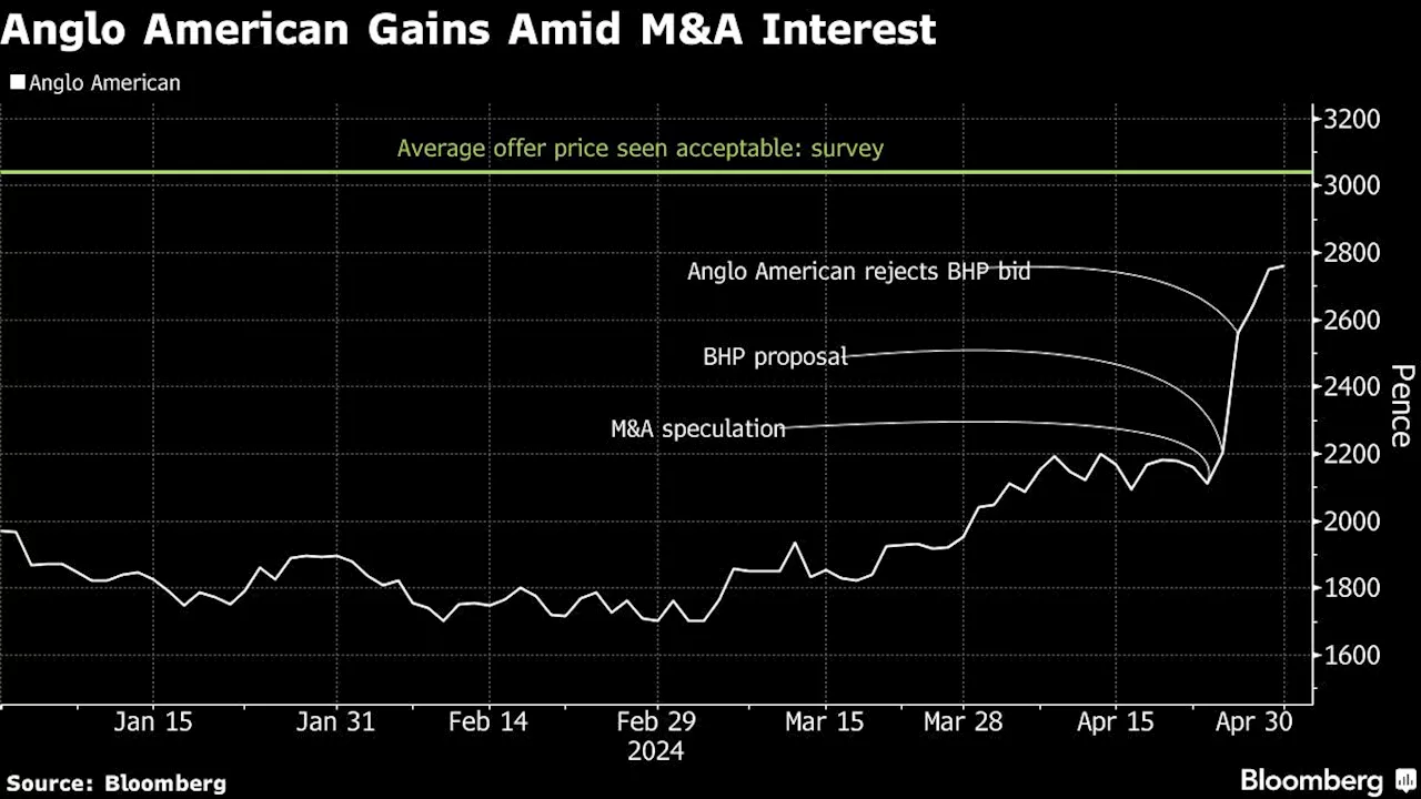 Anglo American Takeover Price Needs to Surpass £30/Share, Survey Shows