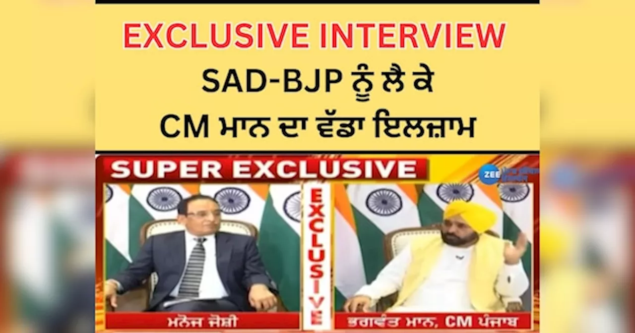 CM Bhagwant Mann Interview: SAD-BJP ਨੂੰ ਲੈ ਕੇ CM ਮਾਨ ਦਾ ਵੱਡਾ ਇਲਜ਼ਾਮ