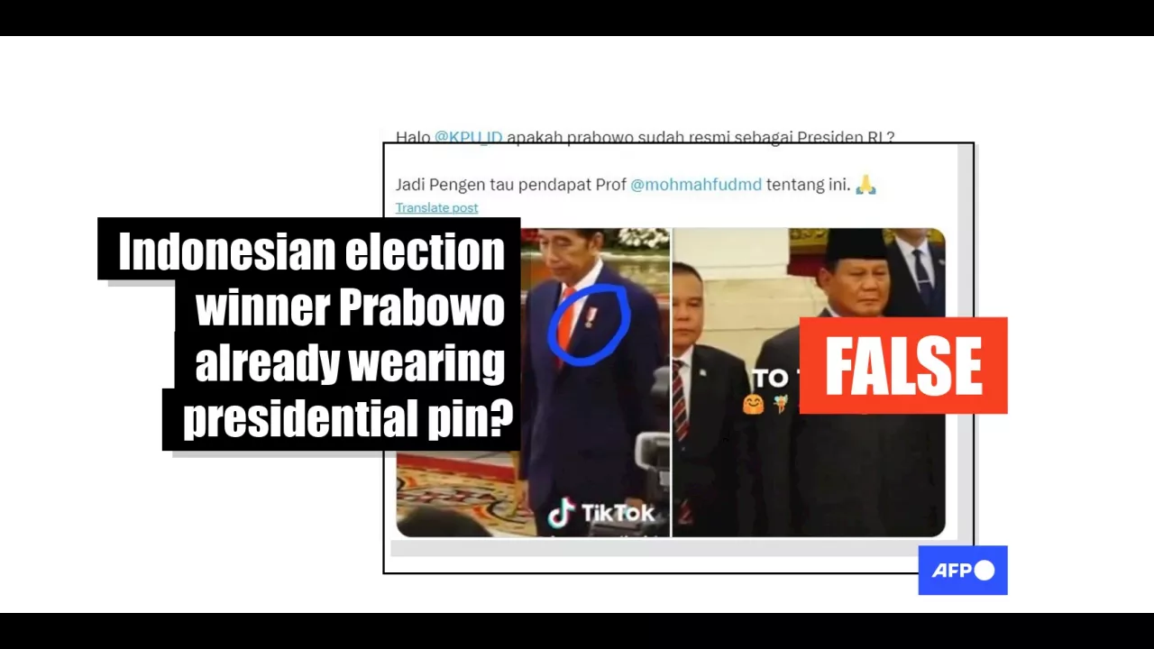 Indonesian Defence Minister Prabowo Subianto did not wear presidential pin
