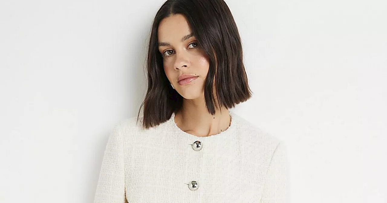 River Island Launches Cream Boucle Crop Trophy Jacket