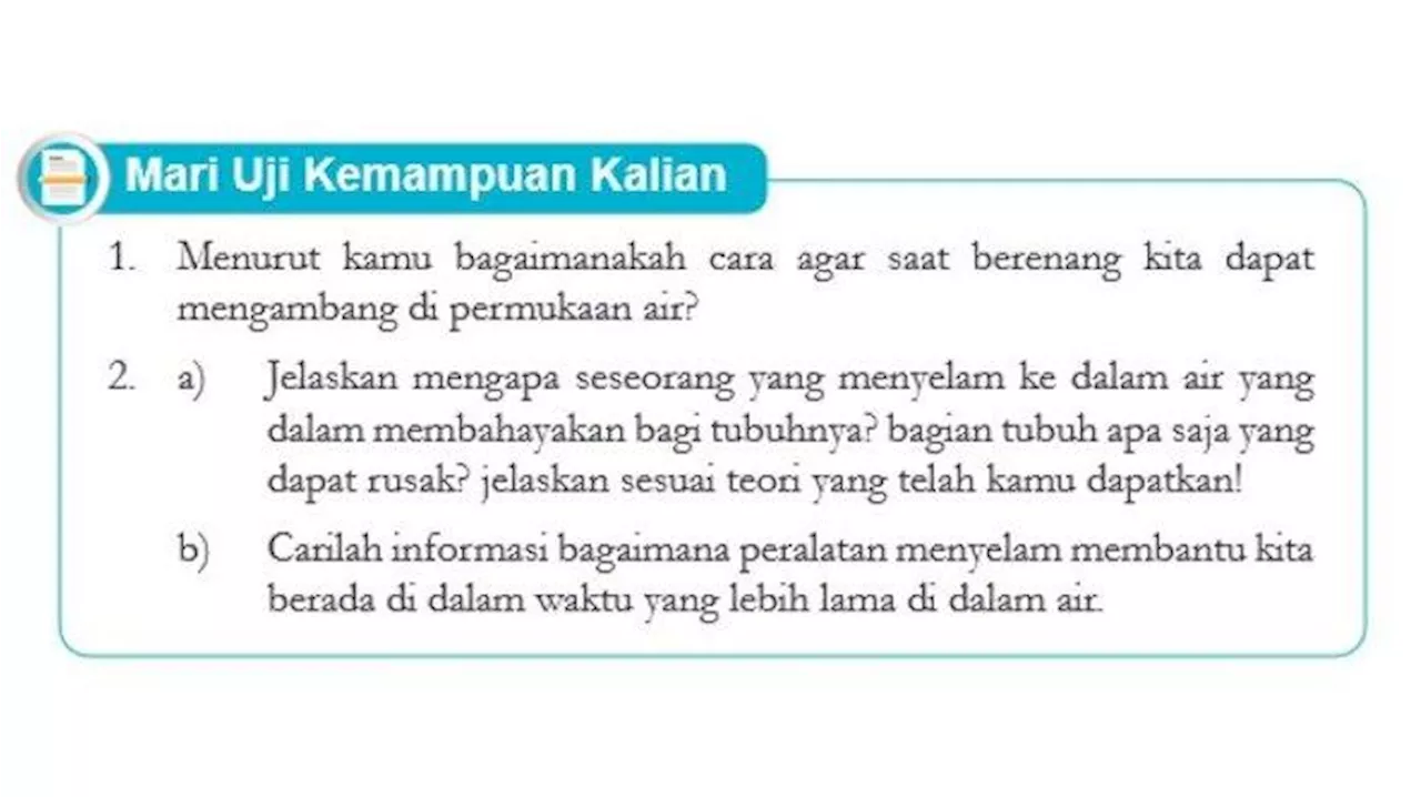 Kunci Jawaban IPA Kelas 9 Halaman 59 Kurikulum Merdeka, Mari Uji Kemampuan Kalian: Tekanan Zat Cair