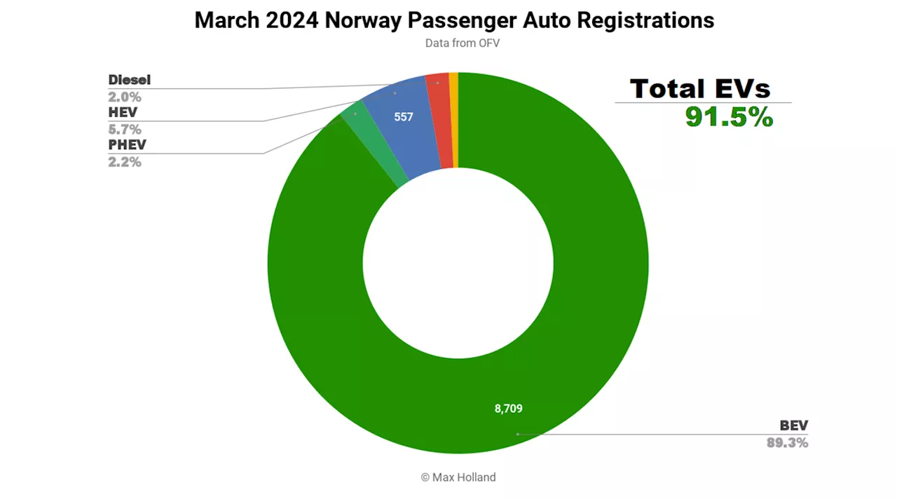 Plugin EVs Take 91.5% Share in Norway's Auto Market