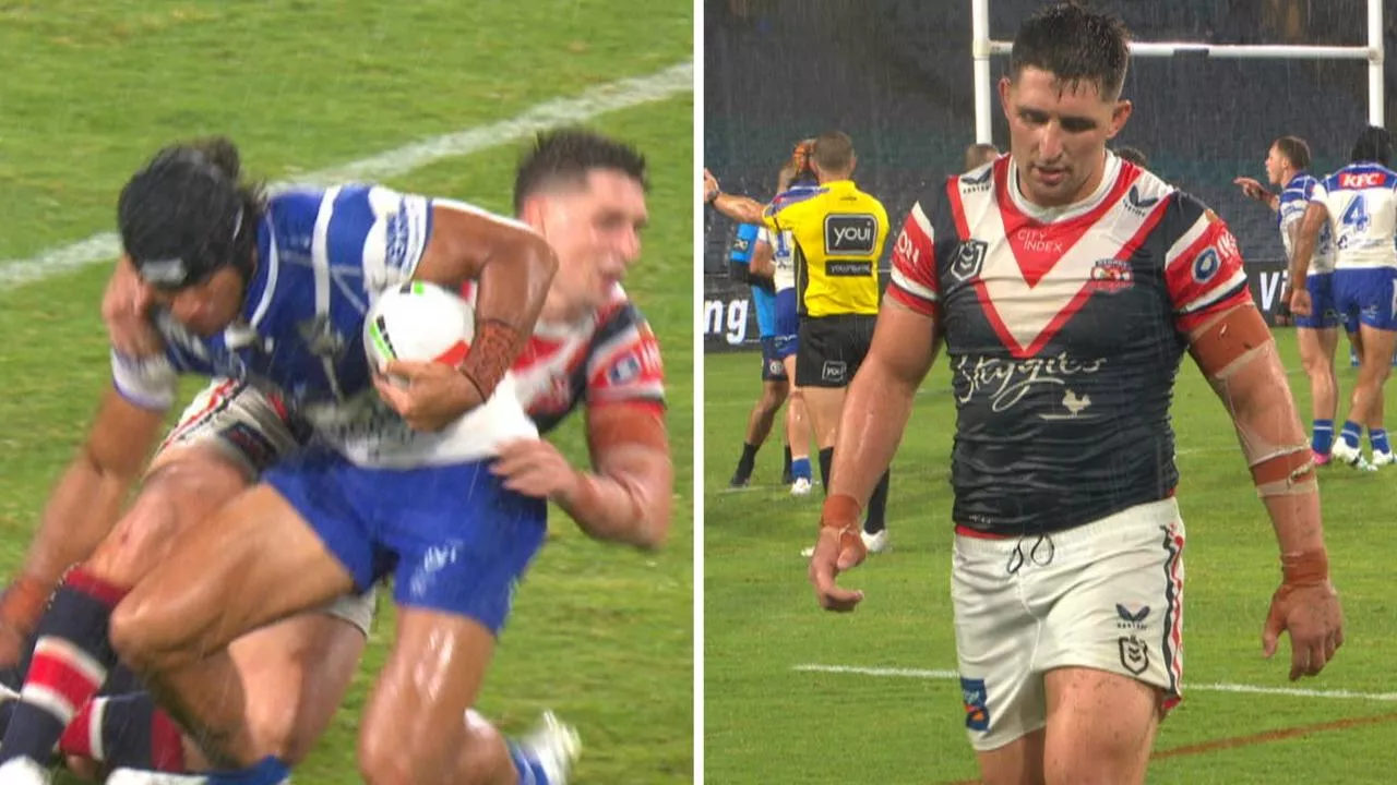 ‘Pretty dangerous’: Radley sin-binned for hip drop tackle on Bulldogs skipper