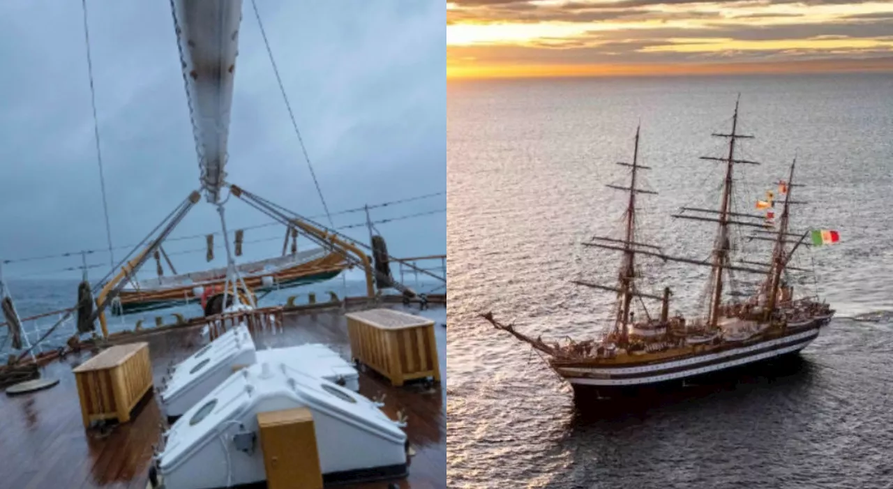 La nave scuola Amerigo Vespucci doppiato Capo Horn durante il suo tour mondiale