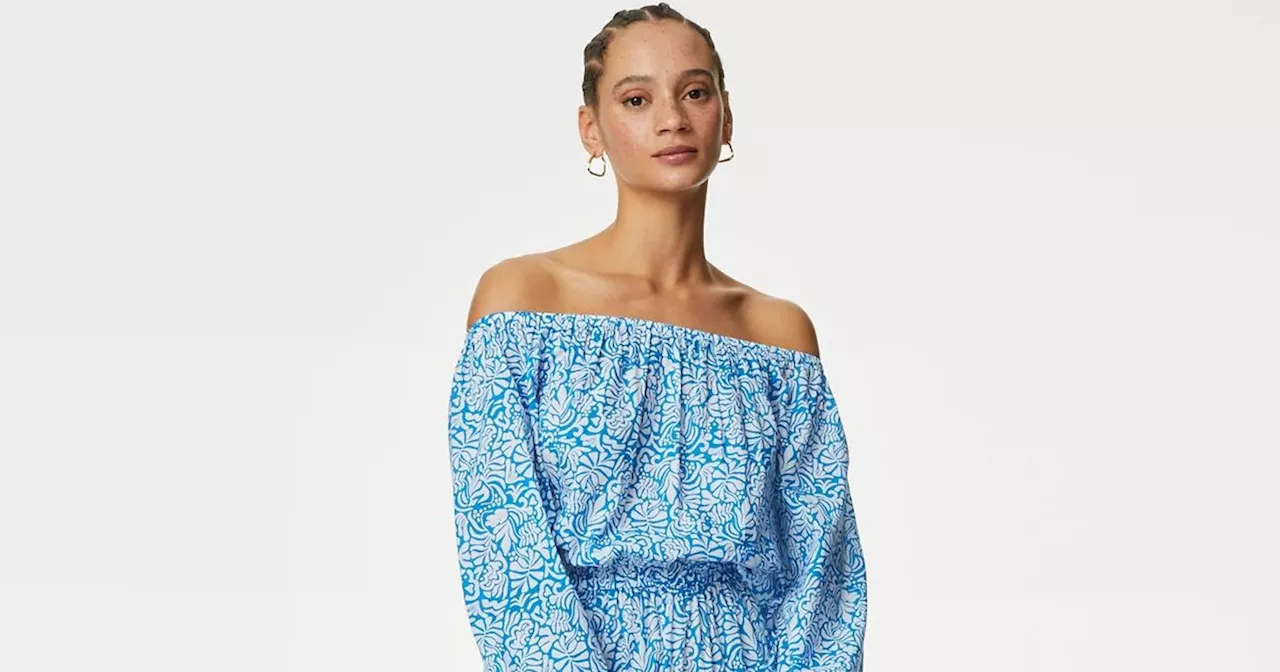 Marks and Spencer's Pure Cotton Printed Bardot Midaxi Beach Dress is a Hit with Shoppers