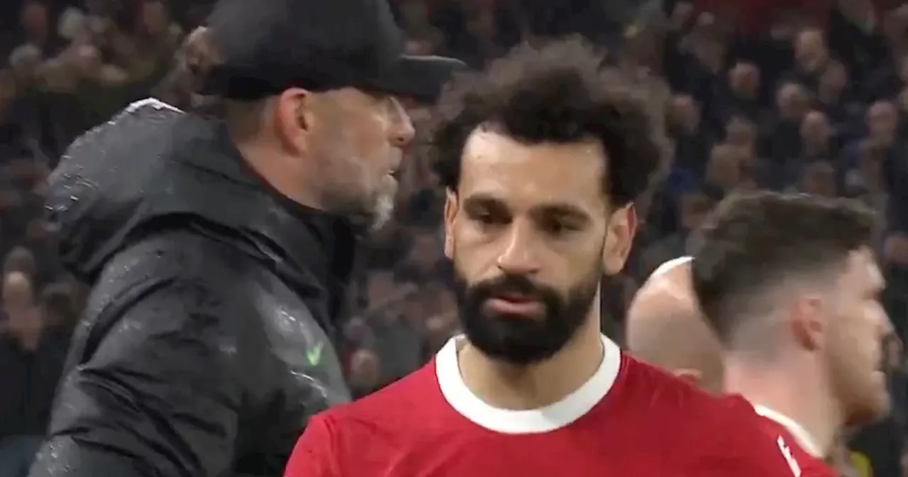 Mohamed Salah frustrated after being subbed off in Liverpool's match against Sheffield United