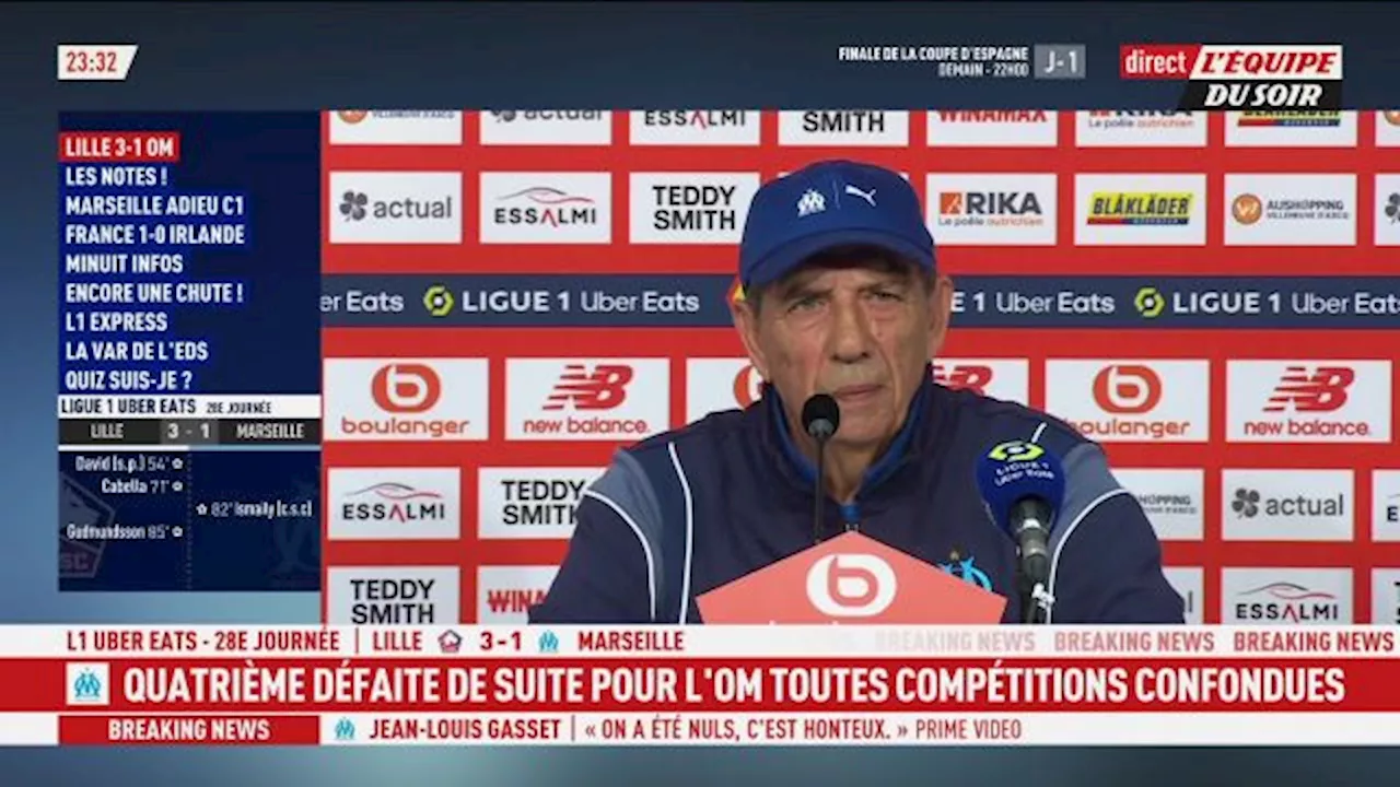 Jean-Louis Gasset après la défaite de l'OM à Lille : « Un sentiment de honte »