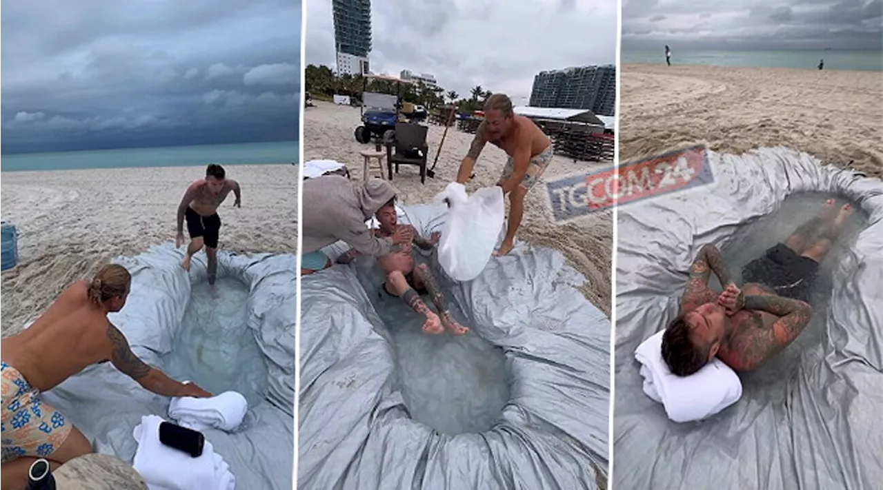 Per Fedez bagno di ghiaccio in spiaggia, intanto Paloma è sparita