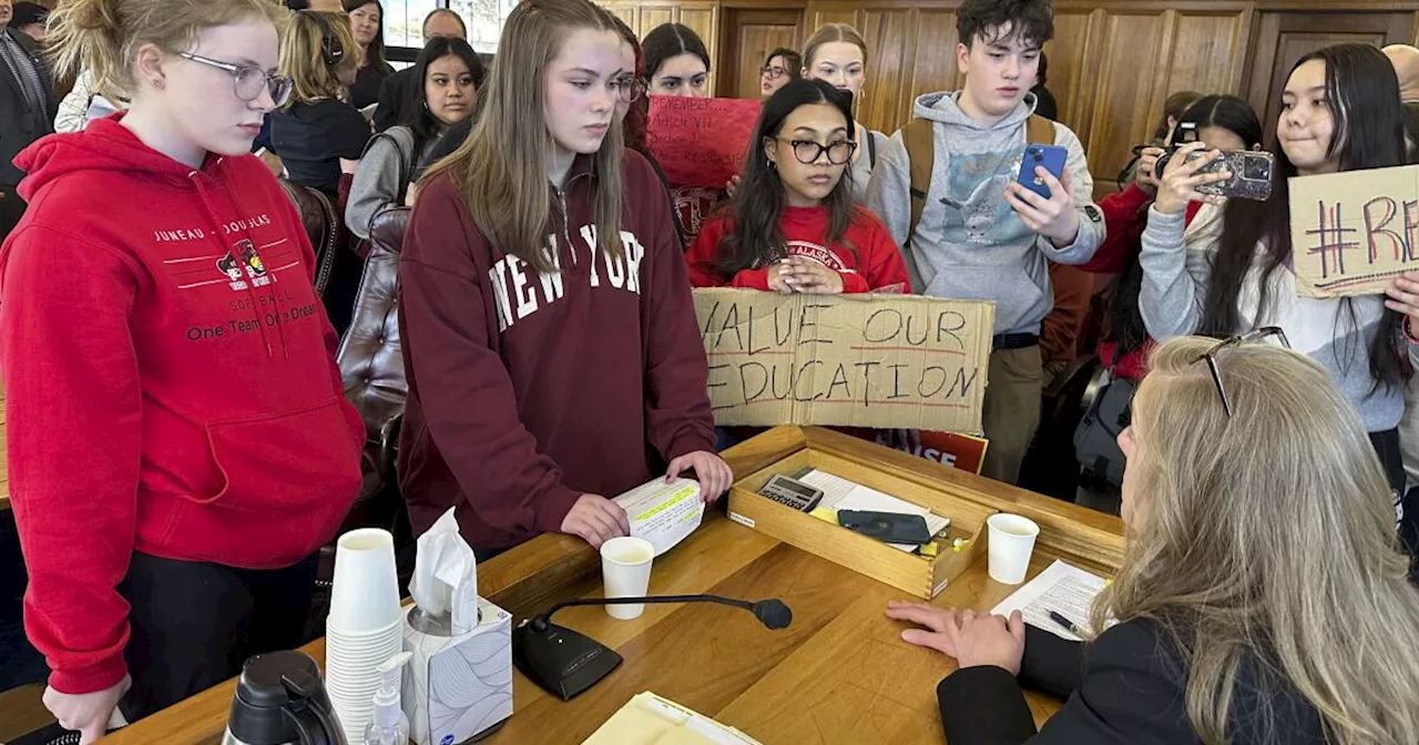 Students walk out of schools across Alaska to protest the governor's veto of education package