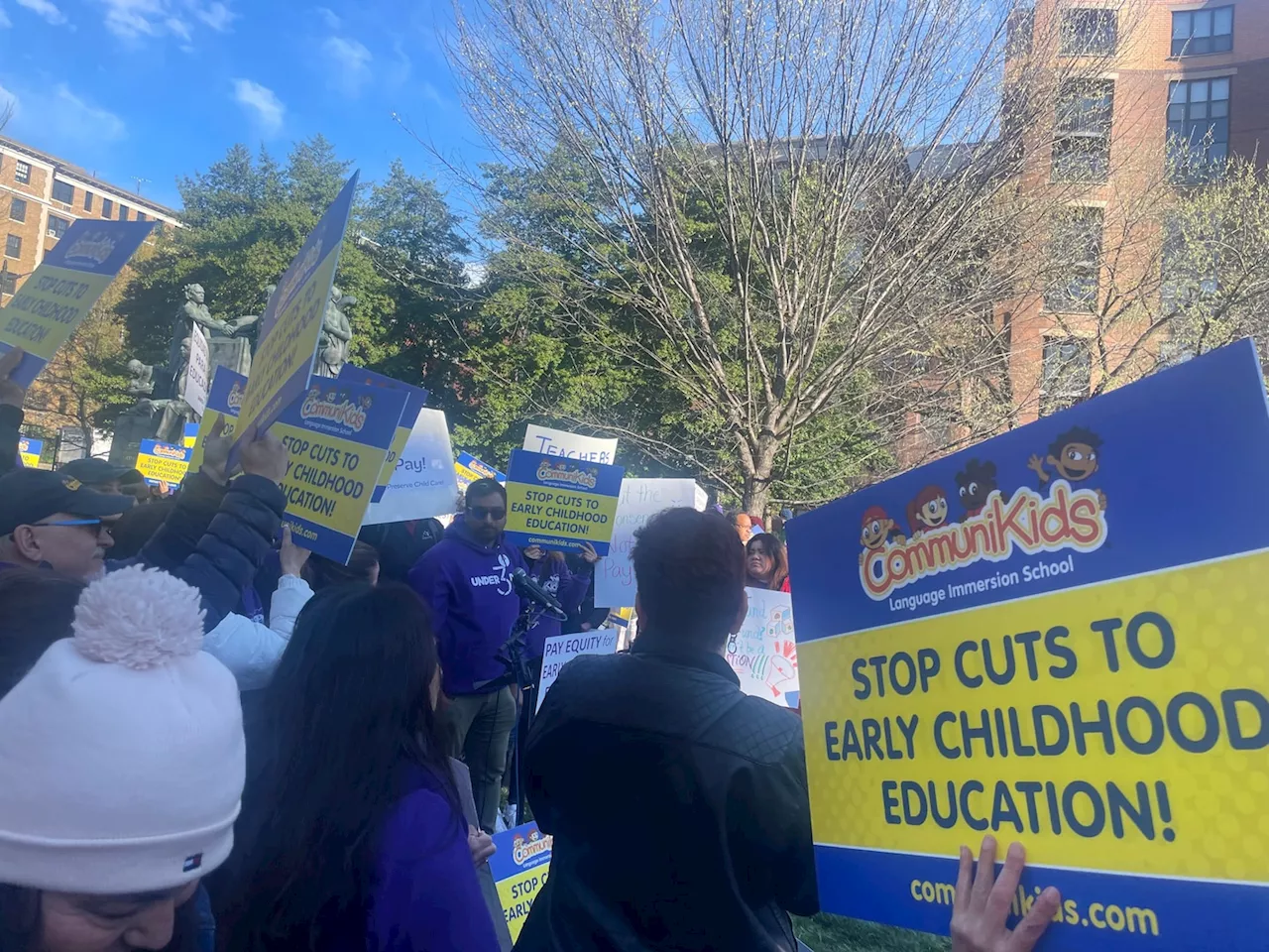 Teachers protest against the elimination of pay equity fund