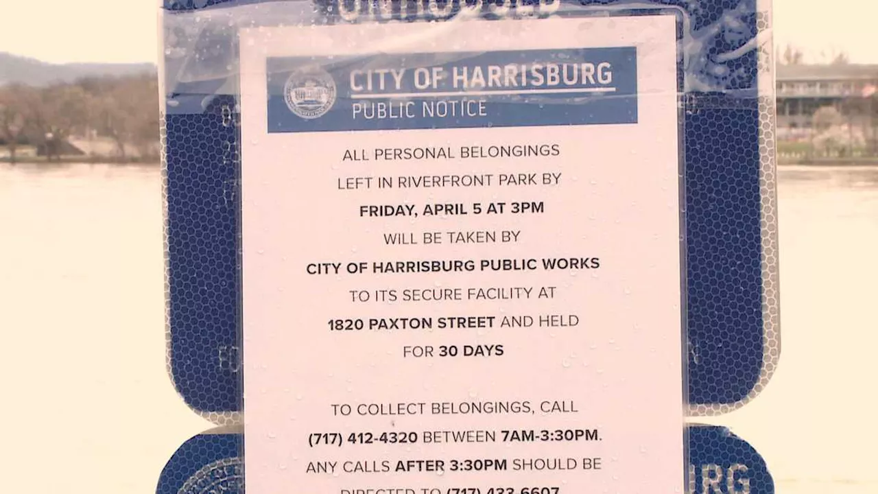 Harrisburg sets deadline for unhoused to remove tents, belongings from Riverfront Park