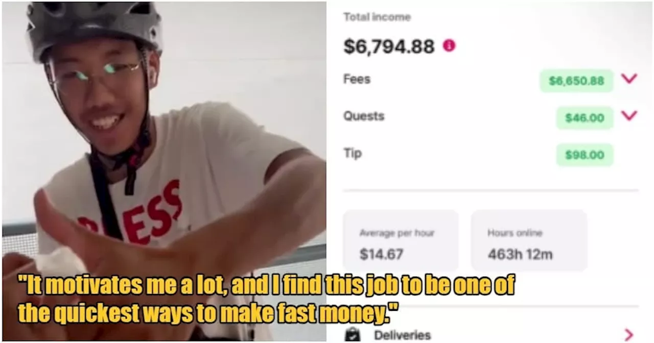 21yo S'porean Makes Close to RM20K a Month as a Food Rider, Says it Motivates Him to Work Harder