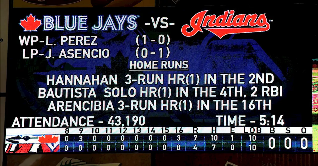 Jays Beat Cleveland in 16 Innings on Opening Day