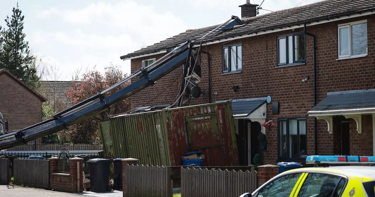 Crane Smashes Through Roof of House in Wigan During Storm Kathleen