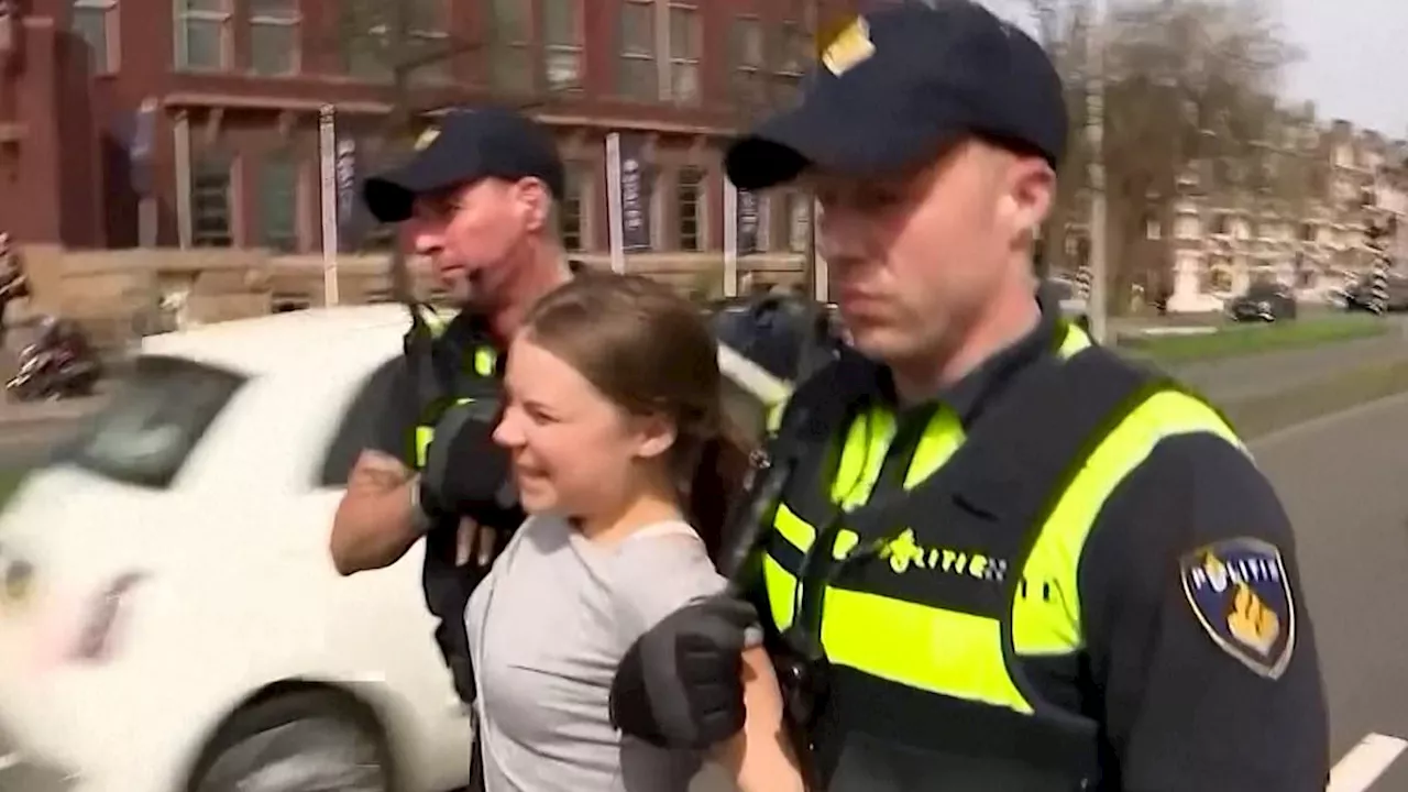 Greta Thunberg is detained twice by Dutch police during protest