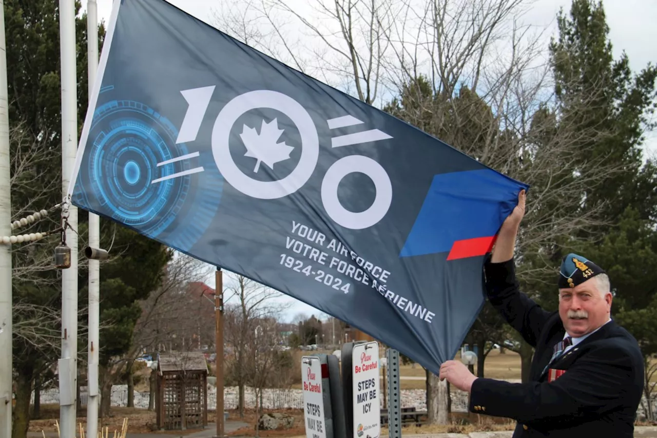 GALLERY: Air Force’s 100th anniversary flag unfurled at Civic Centre