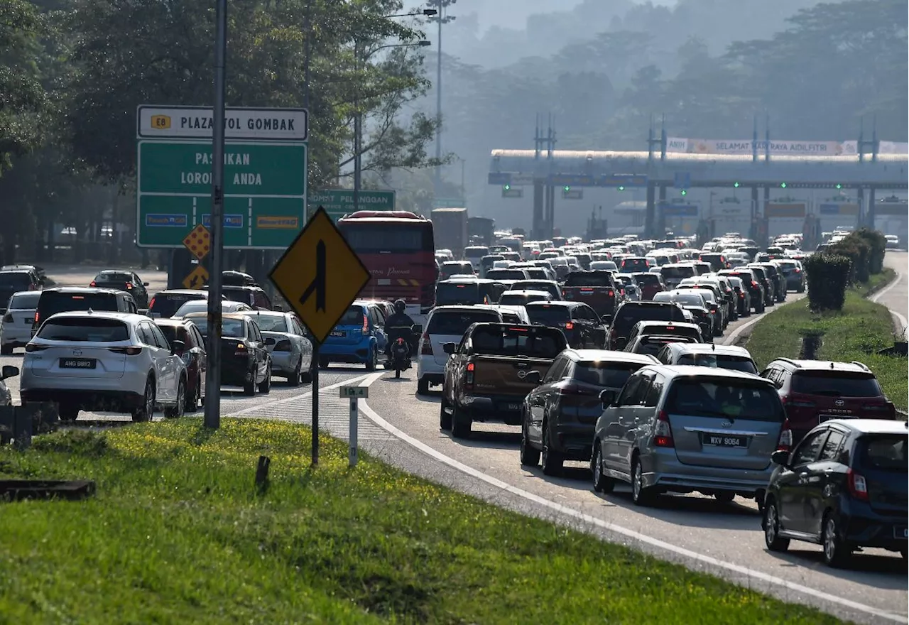 Slow-moving traffic on major highways on Saturday