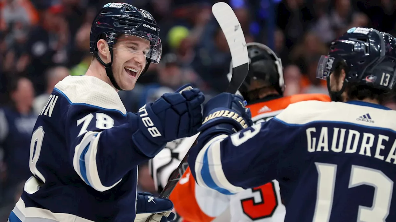 Severson and Werenski score 2 goals each as the Blue Jackets extend Flyers' skid with a 6-2 win