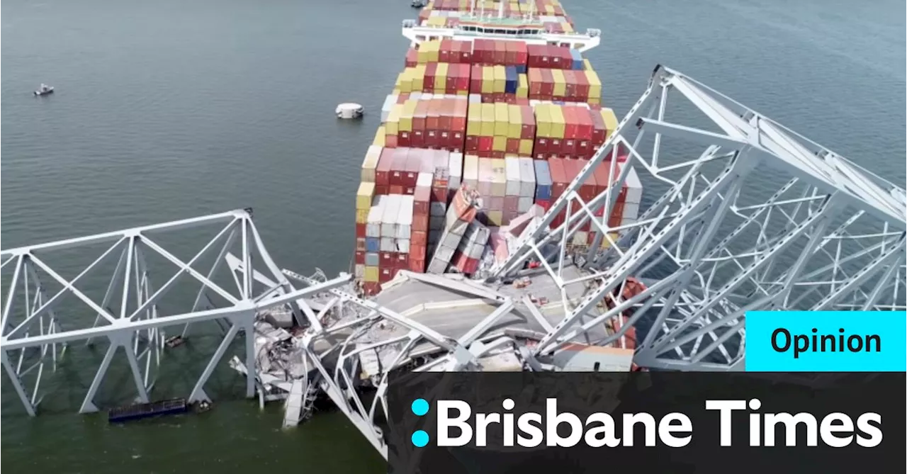 Container Ship Stuck Under Bridge in Baltimore Harbor