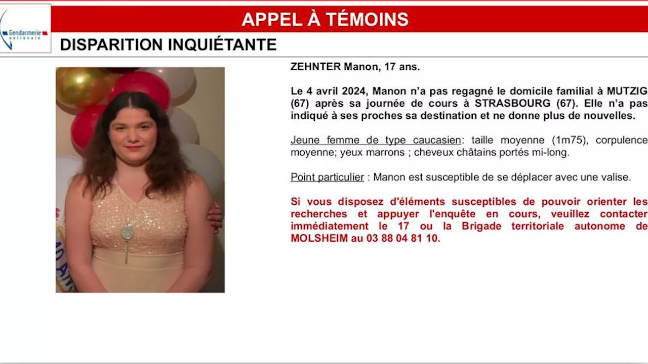 Disparition inquiétante de Manon, 17 ans, à Strasbourg : ce que l’on sait