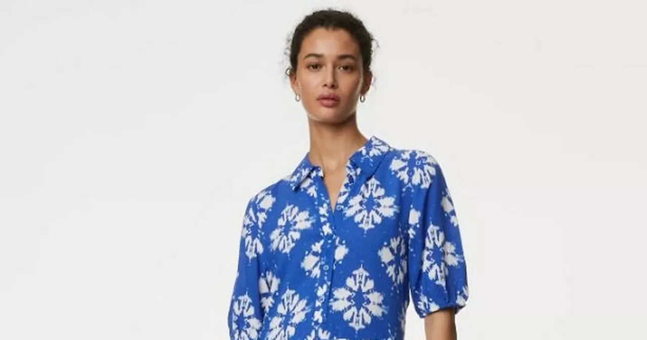 M&S Shoppers Loving the Flattering Printed Collared Puff Sleeve Midi Shirt Dress