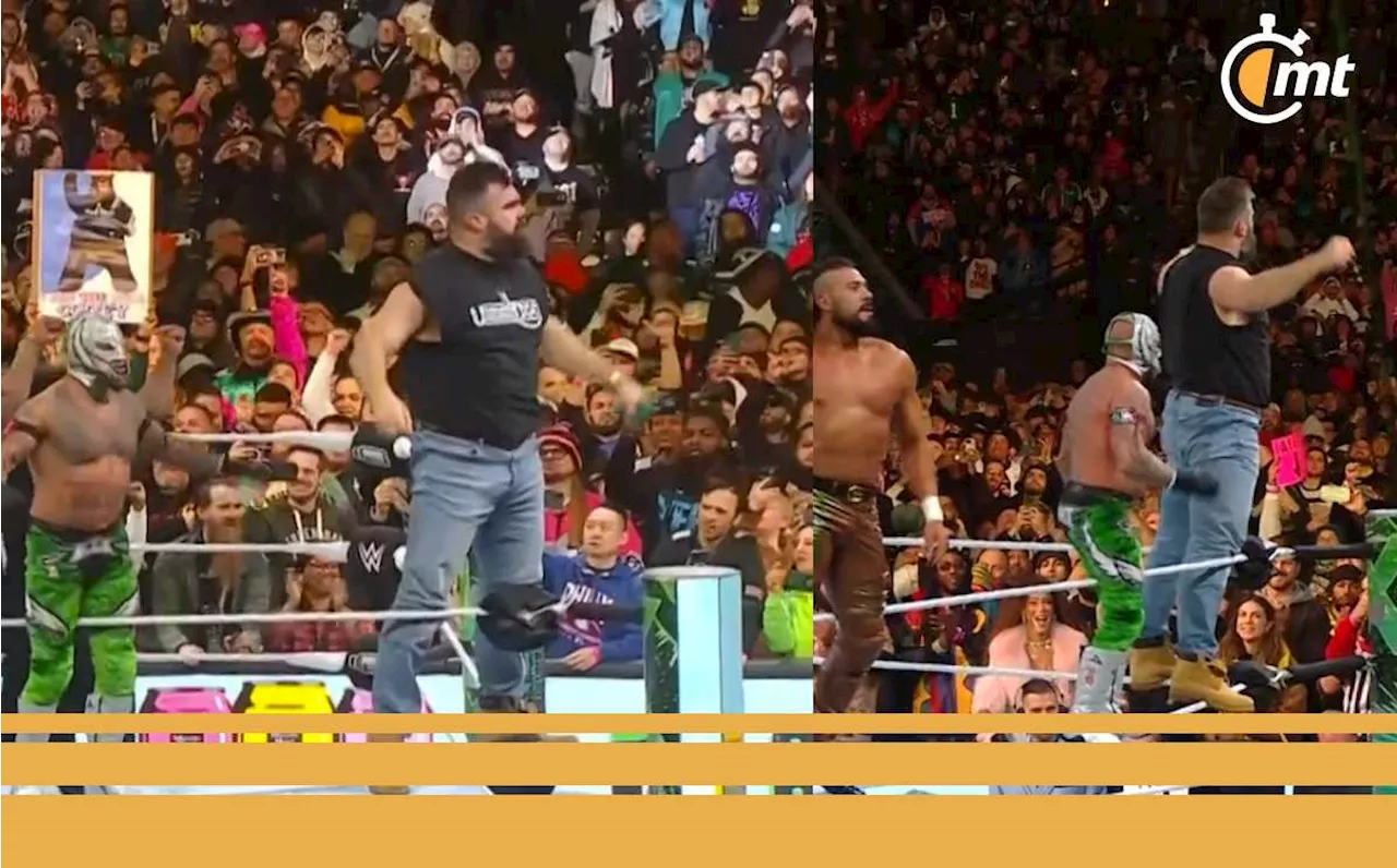 Rey Mysterio y Andrade ganan en Wrestlemania XL con ayuda de Jason Kelce