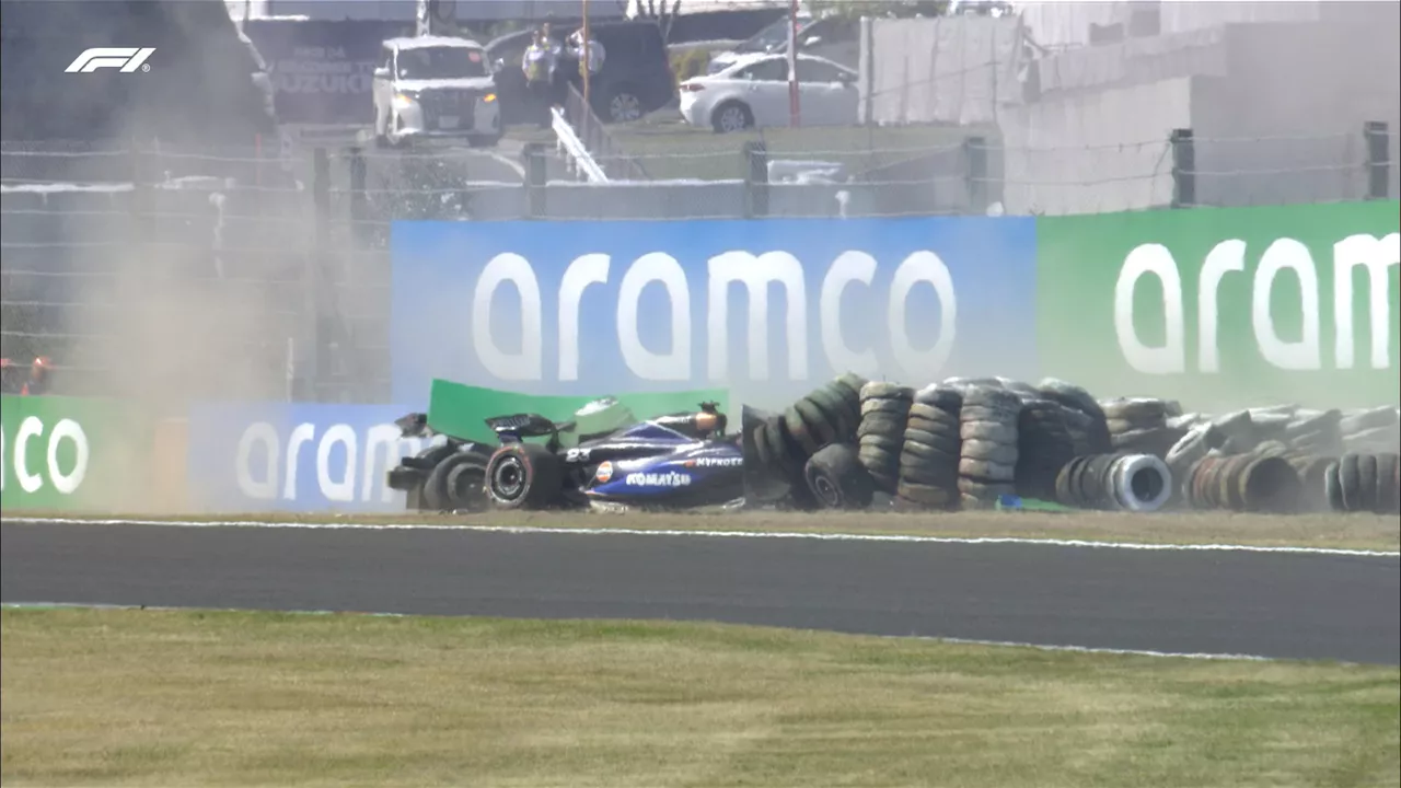 Japanese Grand Prix red-flagged with Daniel Ricciardo involved in big first-lap collision