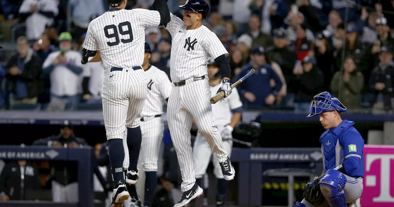 Judge, Stanton y Rizzo muestran su poderío y guían a Yankees a triunfo sobre Azulejos, 9-8