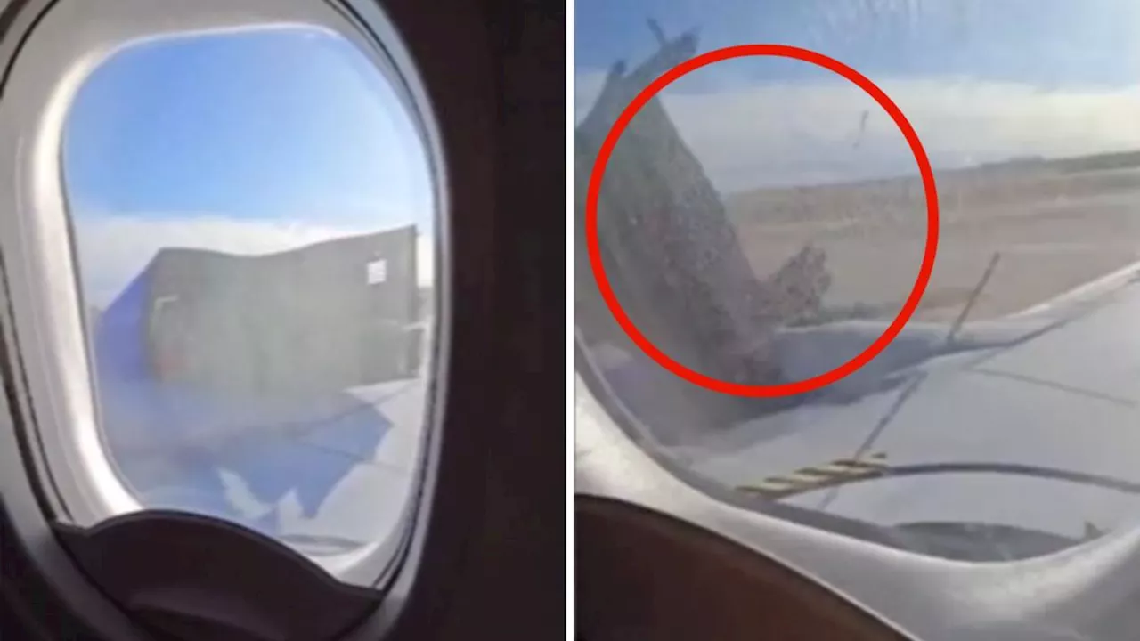 Passenger films terrifying moment engine cover falls off Boeing plane in the US