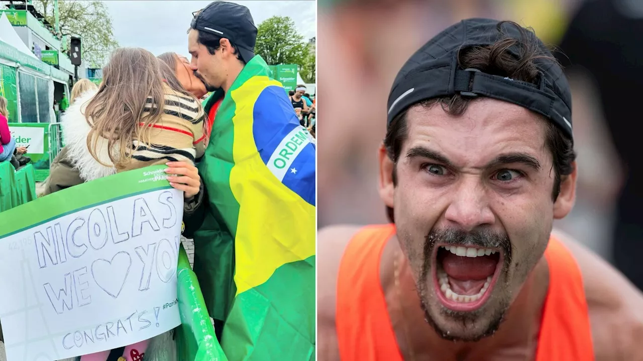 Nicolas Prattes faz Maratona de Paris em menos de 3h e celebra com Sabrina Sato