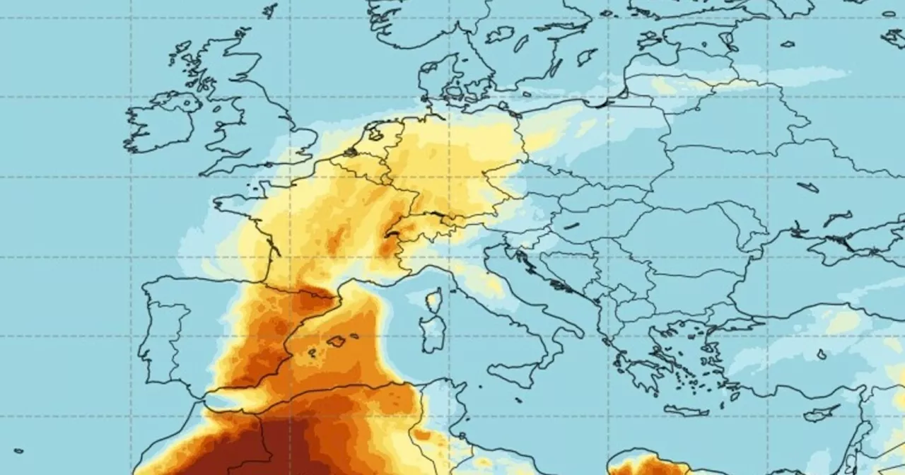 Enorm sandstorm fra Sahara treffer Europa