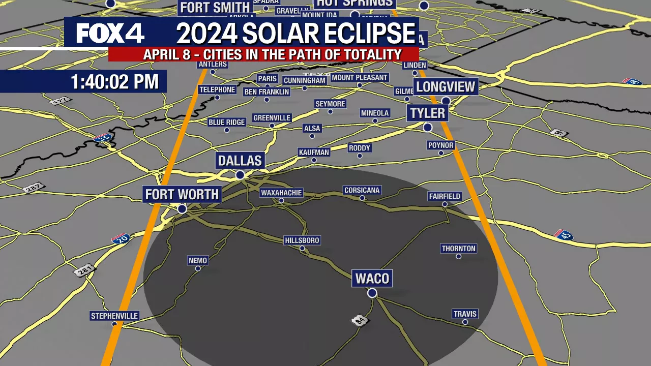 2024 Total Solar Eclipse: Path of Totality and Peak Time in North Texas