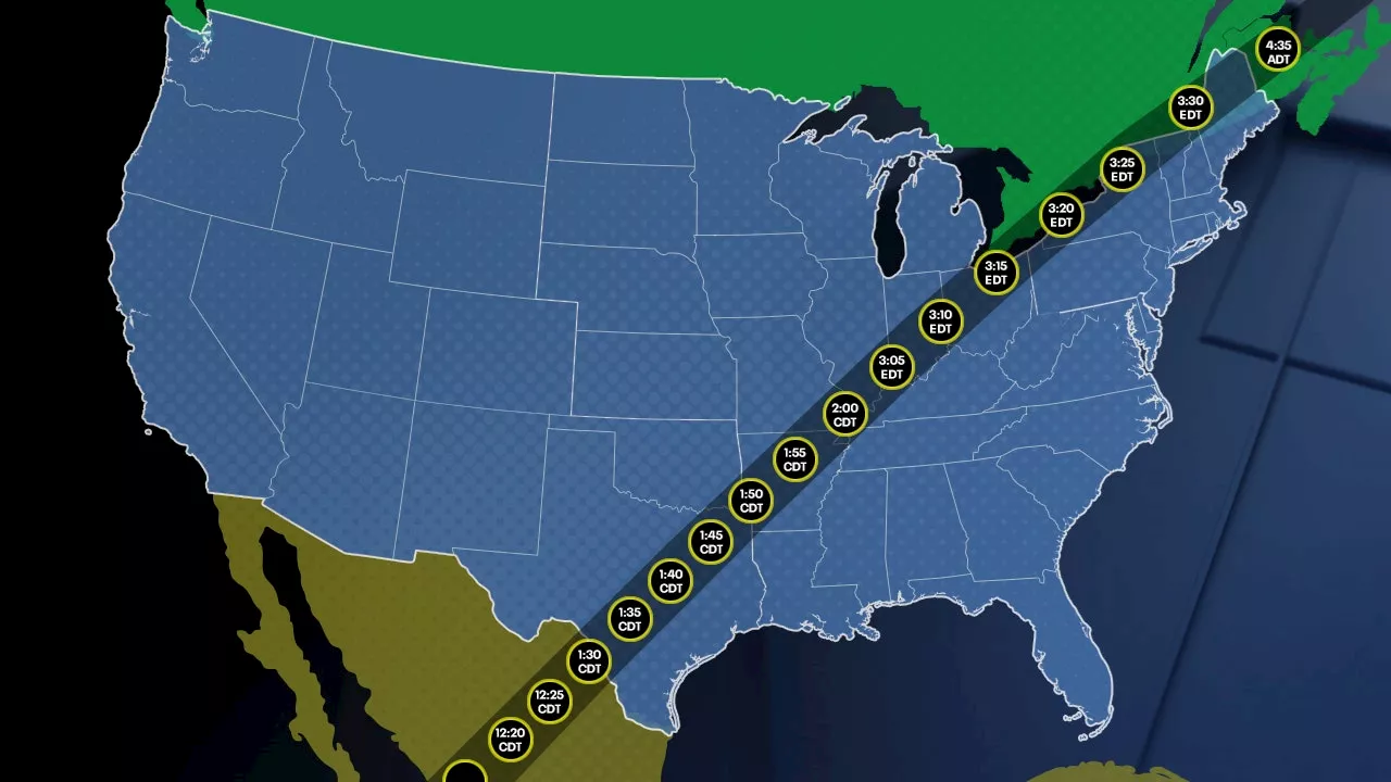 What time is the solar eclipse 2024 in Texas?