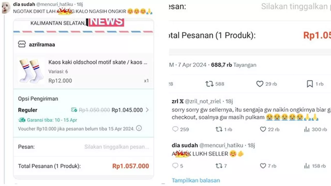 6 Ongkos Kirim Beli Kaus Kaki hingga Jutaan Bikin Kaget, Respons Penjual Kocak