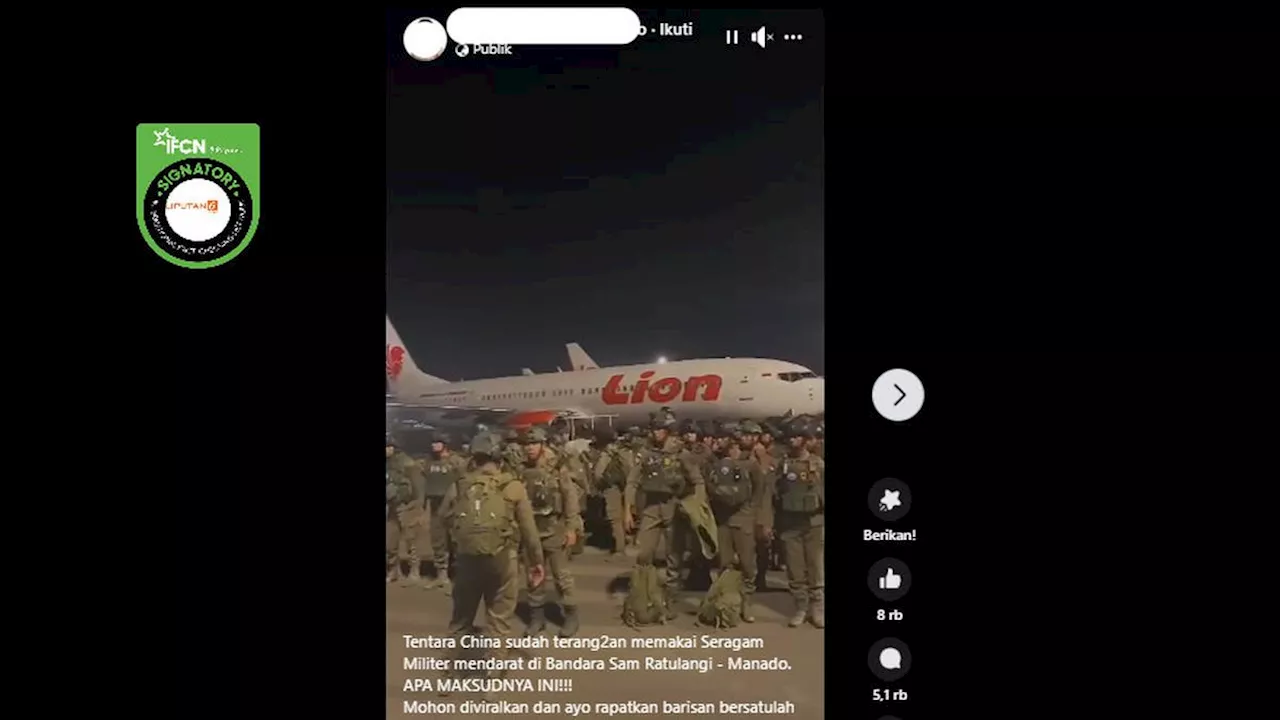 Cek Fakta: Tidak Benar Dalam Video Ini Pendaratan Tentara China di Bandara Manado