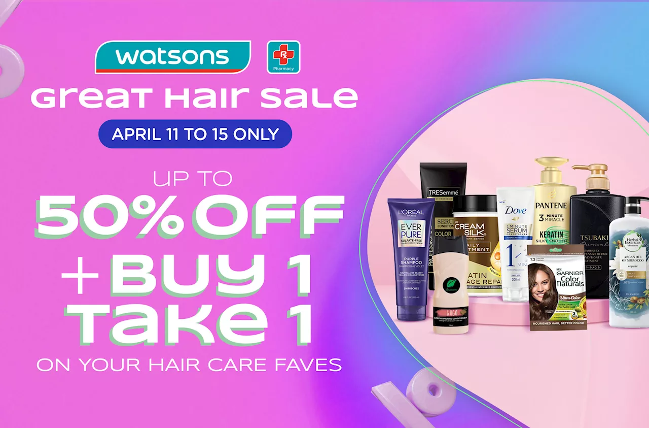 Enjoy up to 50% off on Watsons Hair Sale + buy one, take one deals