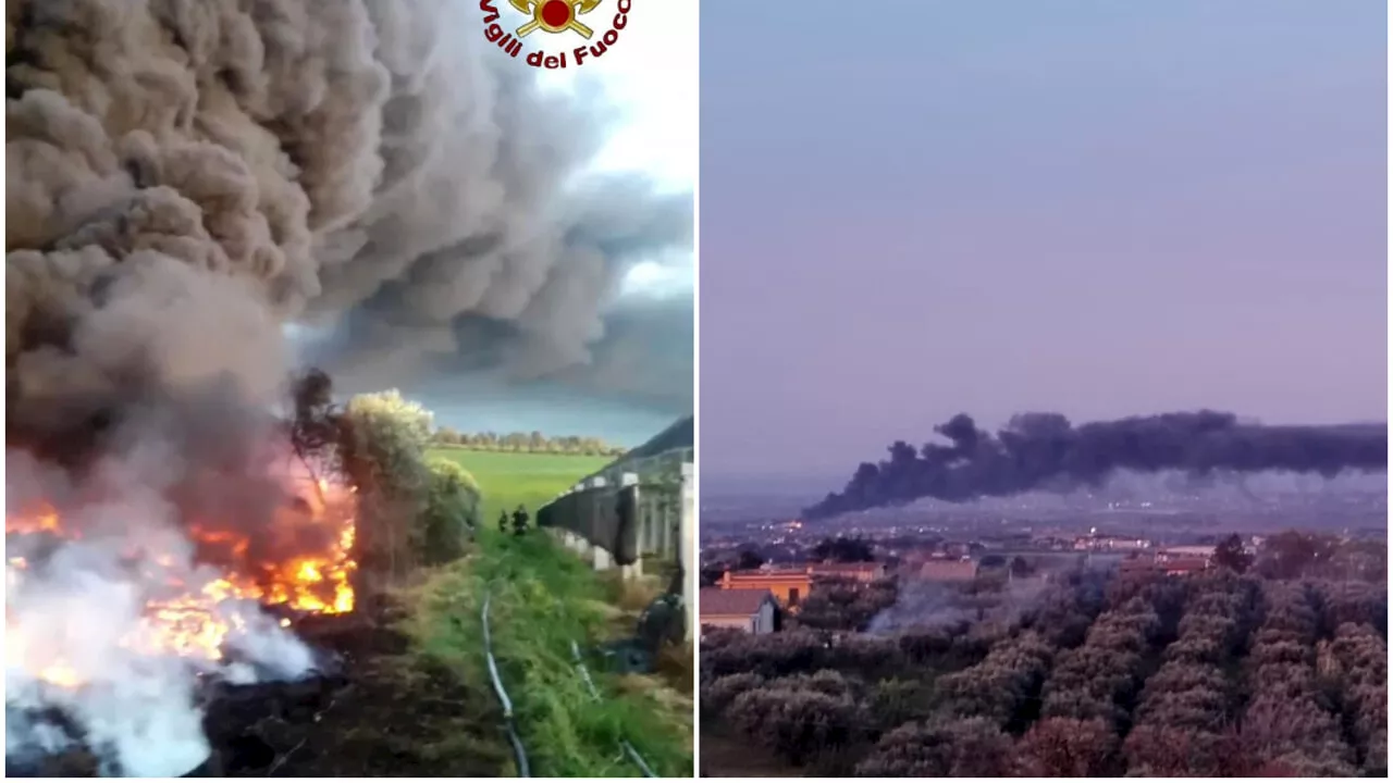 Maxi incendio ad Ardea: fumo nero copre Roma e i Castelli romani