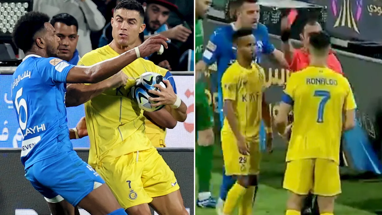 Cristiano Ronaldo sent off for appearing to elbow bitter rival before he resists urge to furiously punch...