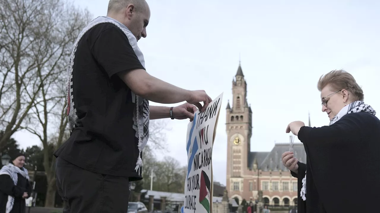 Pro-Palestinian Activist Protests Germany's Support for Israel at International Court of Justice