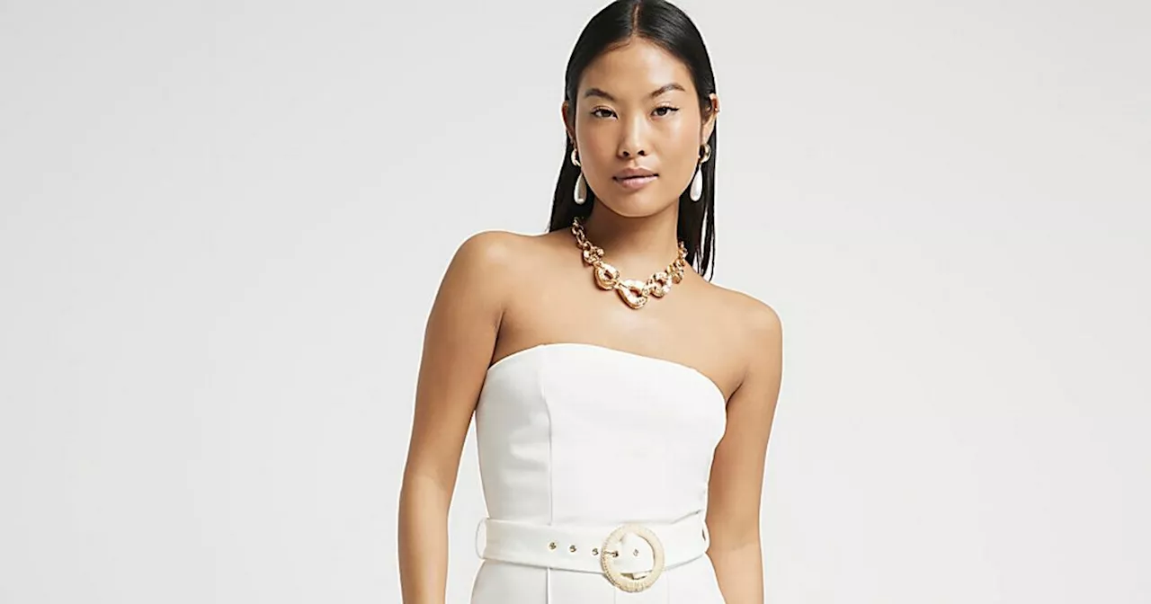 River Island's Petite Cream Bandeau Jumpsuit: The Perfect Budget-Friendly Choice for Brides