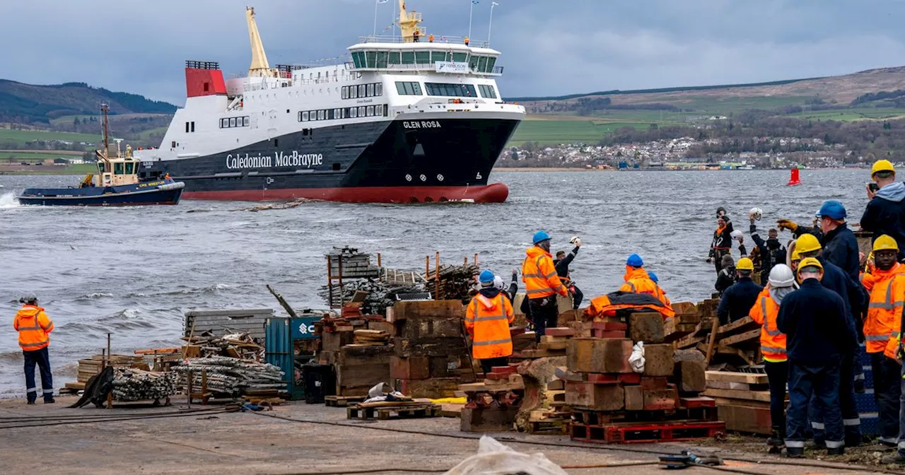 Late and over-budget CalMac ferry finally launched from Port Glasgow shipyard