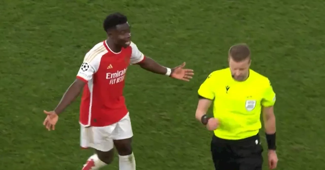 Furious Saka chases referee down tunnel after Arsenal denied last-gasp penalty