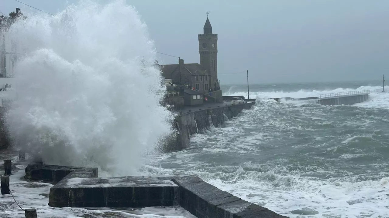 Storm Pierrick: Looe and Porthleven battered by strong winds and high tide