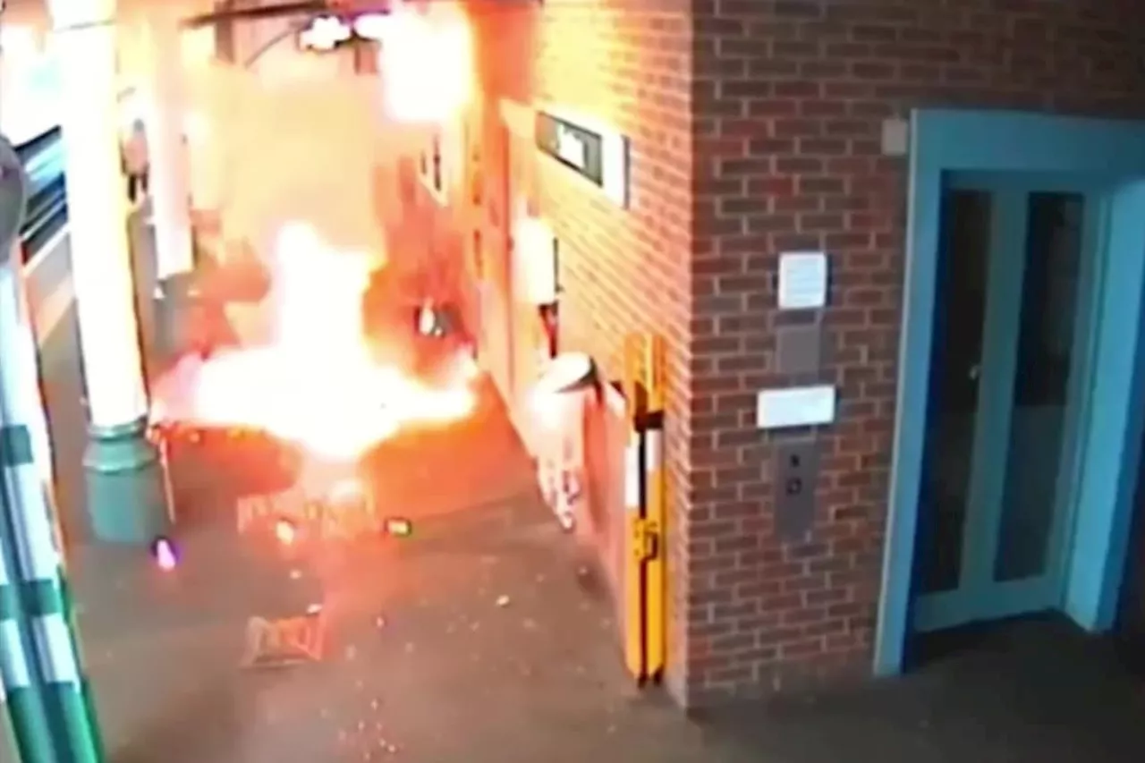 E-bike explosion: Electric bicycle combusts on train platform and bursts into flames in dramatic video