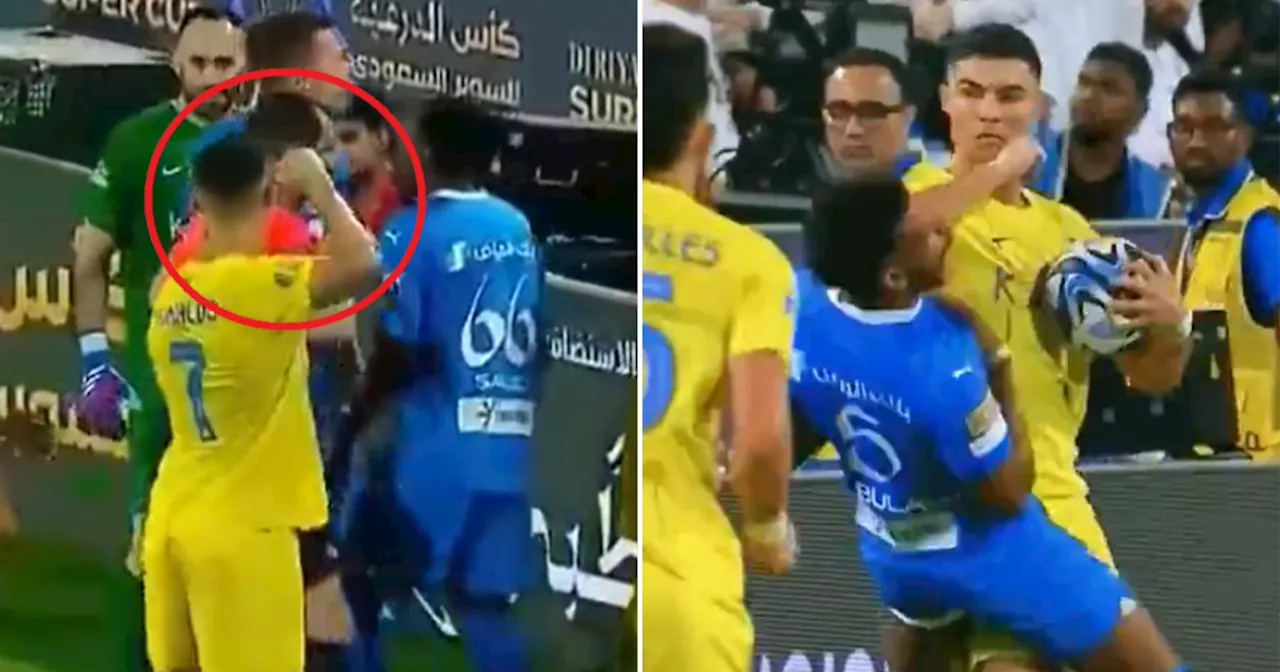 Cristiano Ronaldo elbows opponent and raises fist at ref in Saudi Super Cup defeat