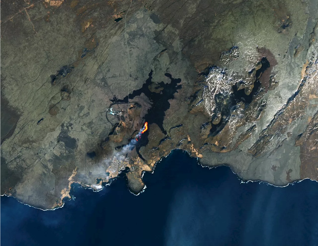 Satellite Image of Ongoing Eruption on Iceland's Reykjanes Peninsula