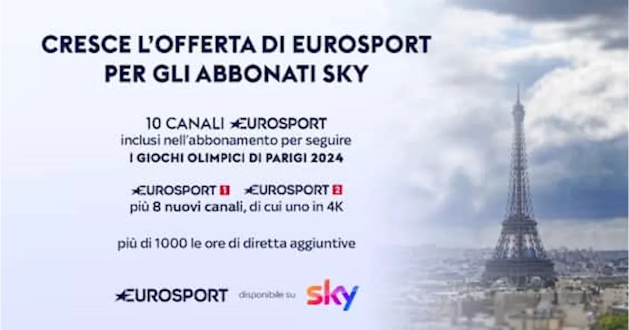 Sky, 10 canali di Eurosport inclusi nell'abbonamento per l'Olimpiade 2024 di Parigi