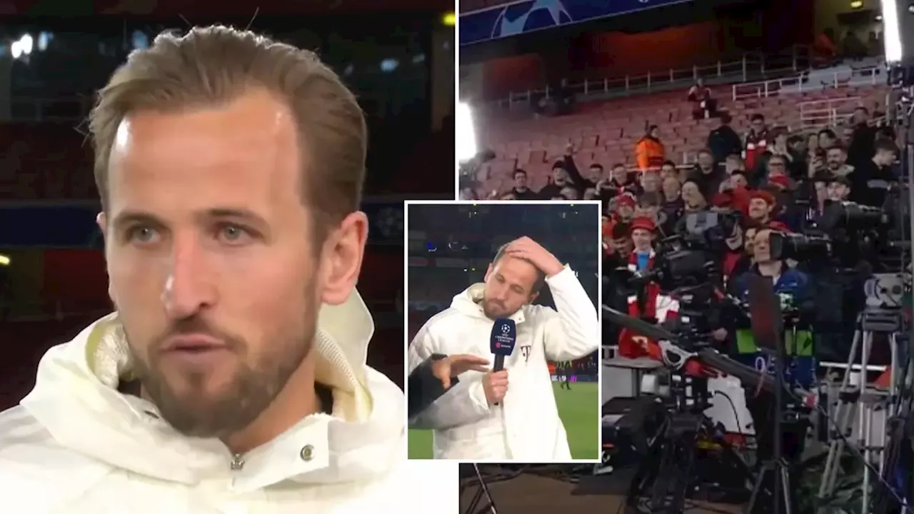 Arsenal fans crash Harry Kane's TV interview with X-rated chants after Champions League thriller