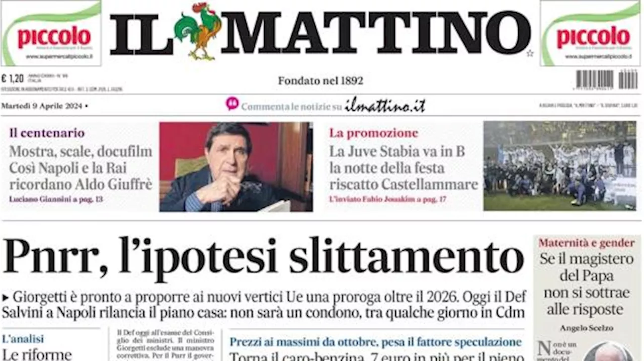 Il Mattino in prima pagina: 'Napoli, DeLa insiste per lo stadio: Bagnoli unica soluzione'