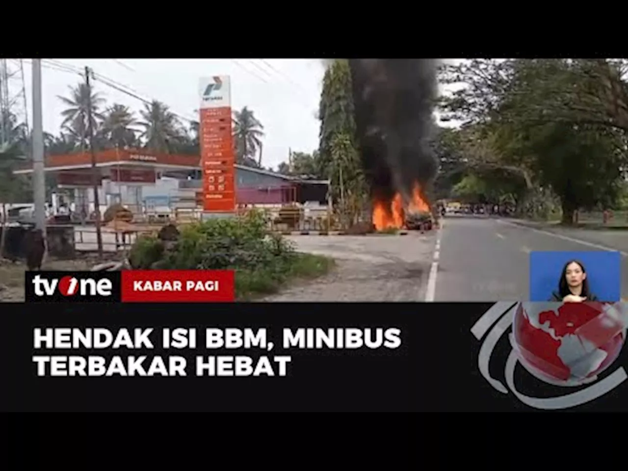 Sebuah Mobil Terbakar Hebat saat Hendak Mengisi BBM